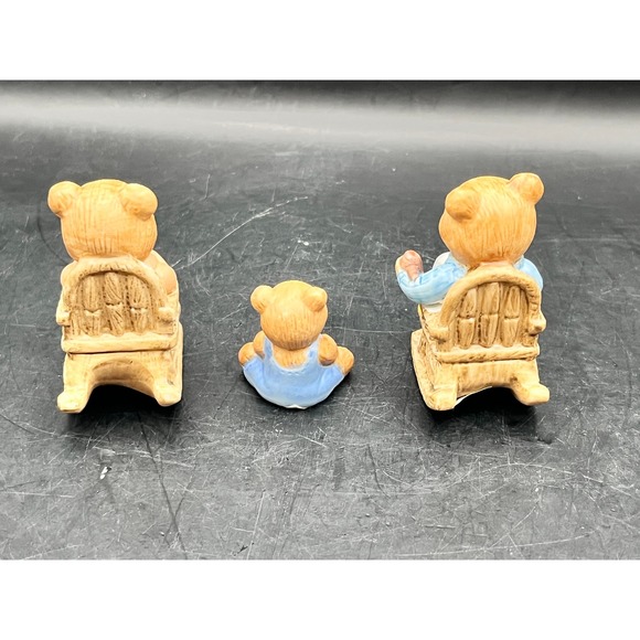 Vtg Set of 3 Homco Porcelain Teddy Bear Family Figurines Mother Father Baby 2.5" - Picture 4 of 6